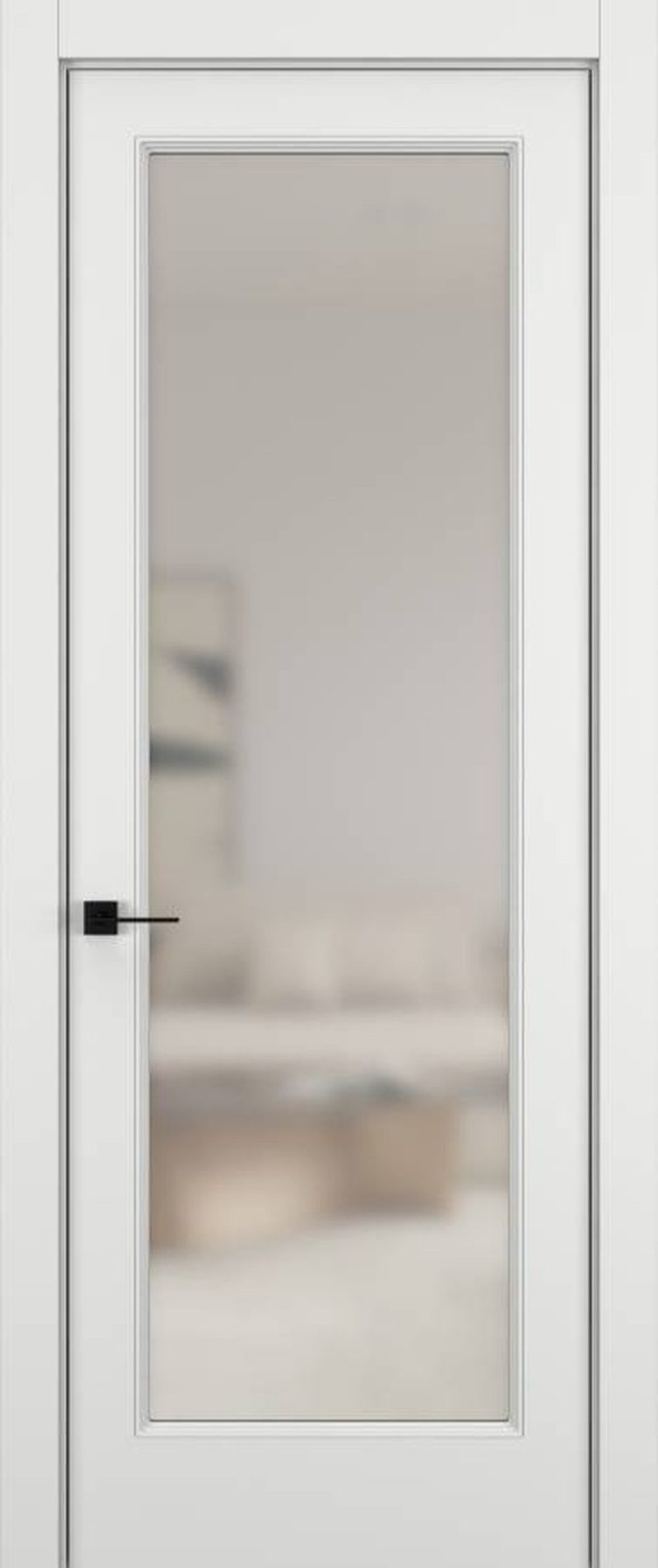 Остеклённая дверь HAUSDOORS коллекции ЭЛЕГАНТ, модель 01V, матовая эмаль Лунный