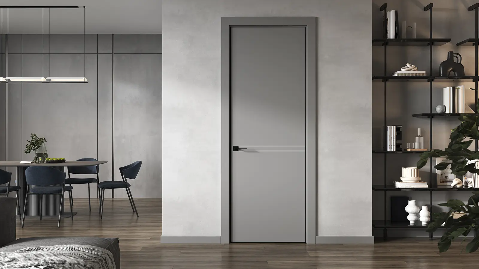 HAUSDOORS Минимализм 3, молдинг 3 мм в интерьере — визуализация фабрики