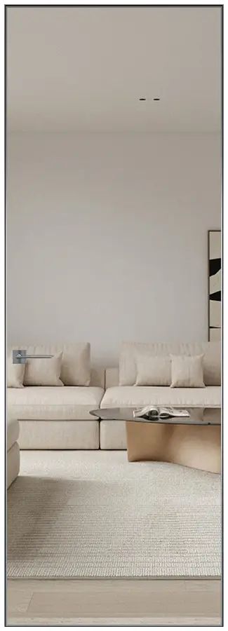 Скрытая дверь HAUSDOORS с зеркалом, кромка матовый хром — рендер фабрики