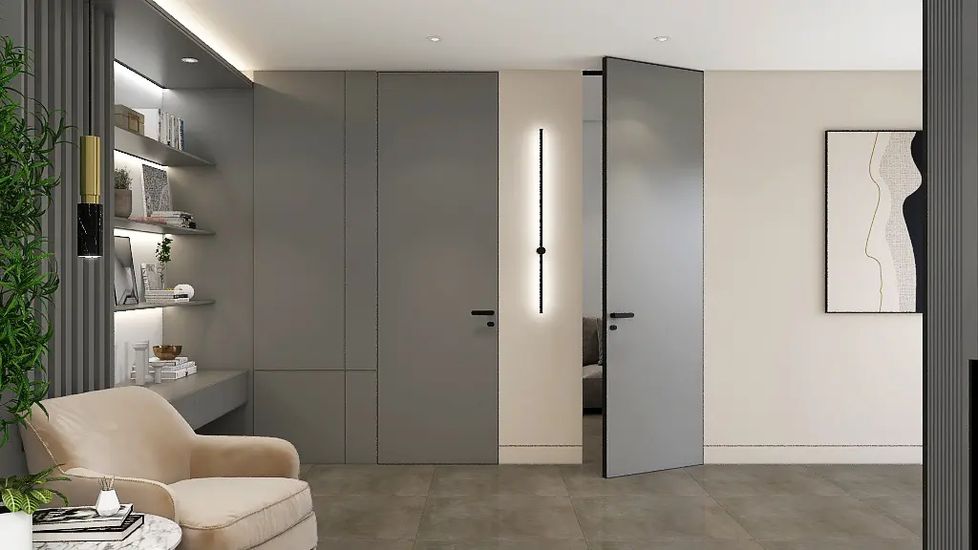 HAUSDOORS: эмалевые стеновые панели Сияние в тёмно-сером цвете — рендер фабрики