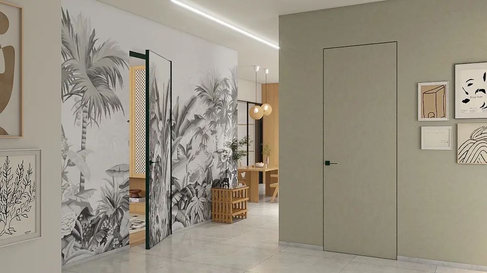 Скрытая дверь HAUSDOORS в интерьере — рендер фабрики