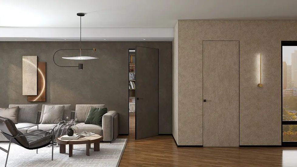 Скрытая дверь HAUSDOORS в интерьере — рендер фабрики