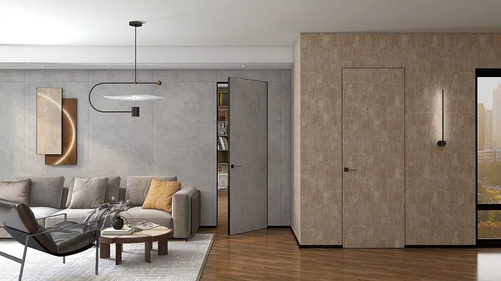 Скрытая дверь HAUSDOORS в интерьере — рендер фабрики