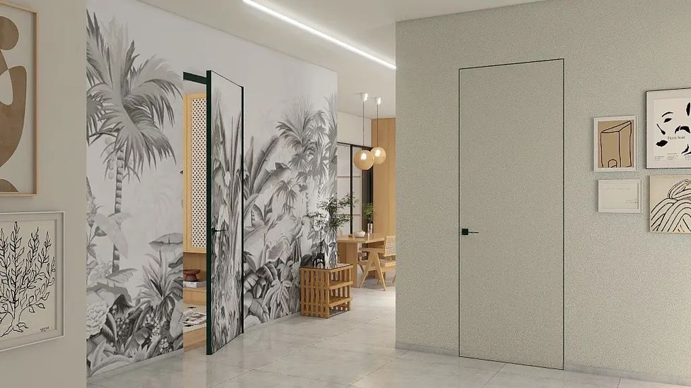 Скрытая дверь HAUSDOORS в интерьере — рендер фабрики